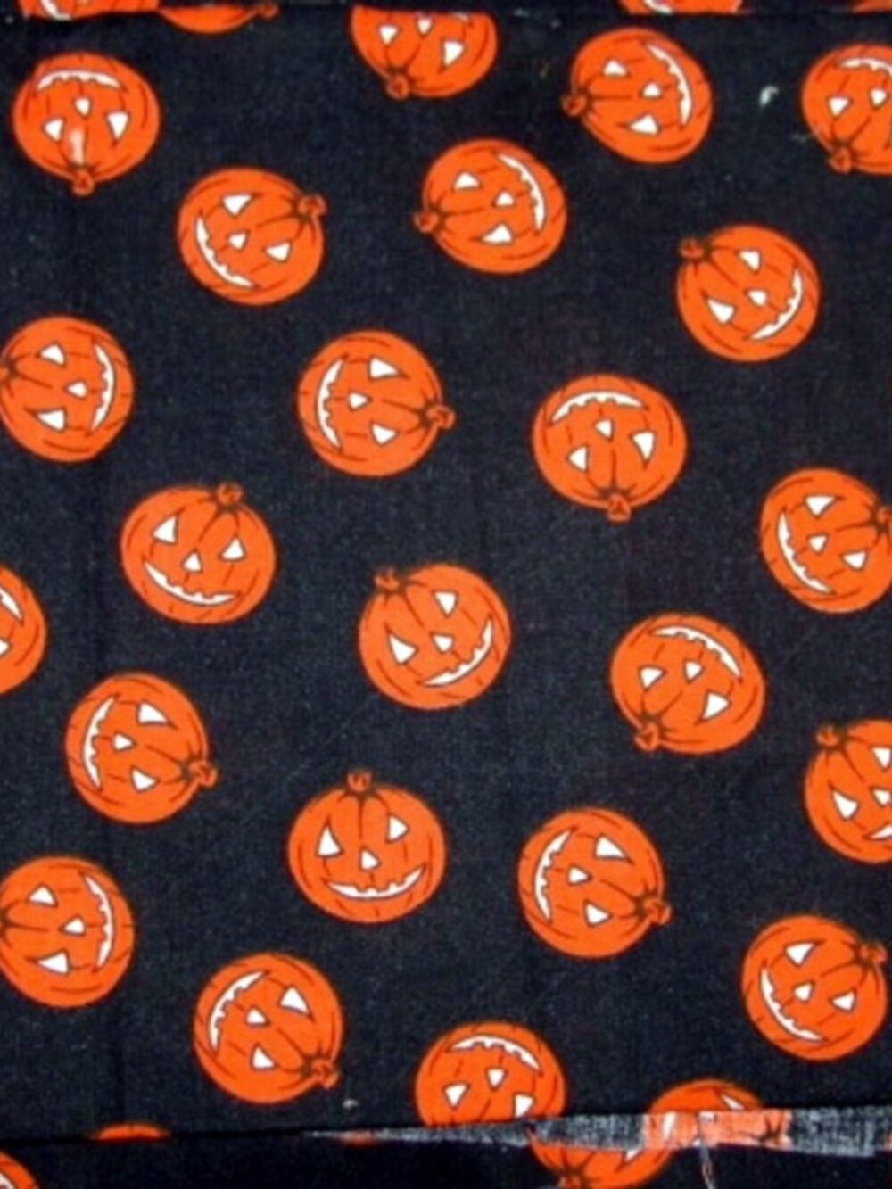Orange Jack-O-Lanterns on Brown Poly Cotton Fabric 45" wide x 1 3/4 yds